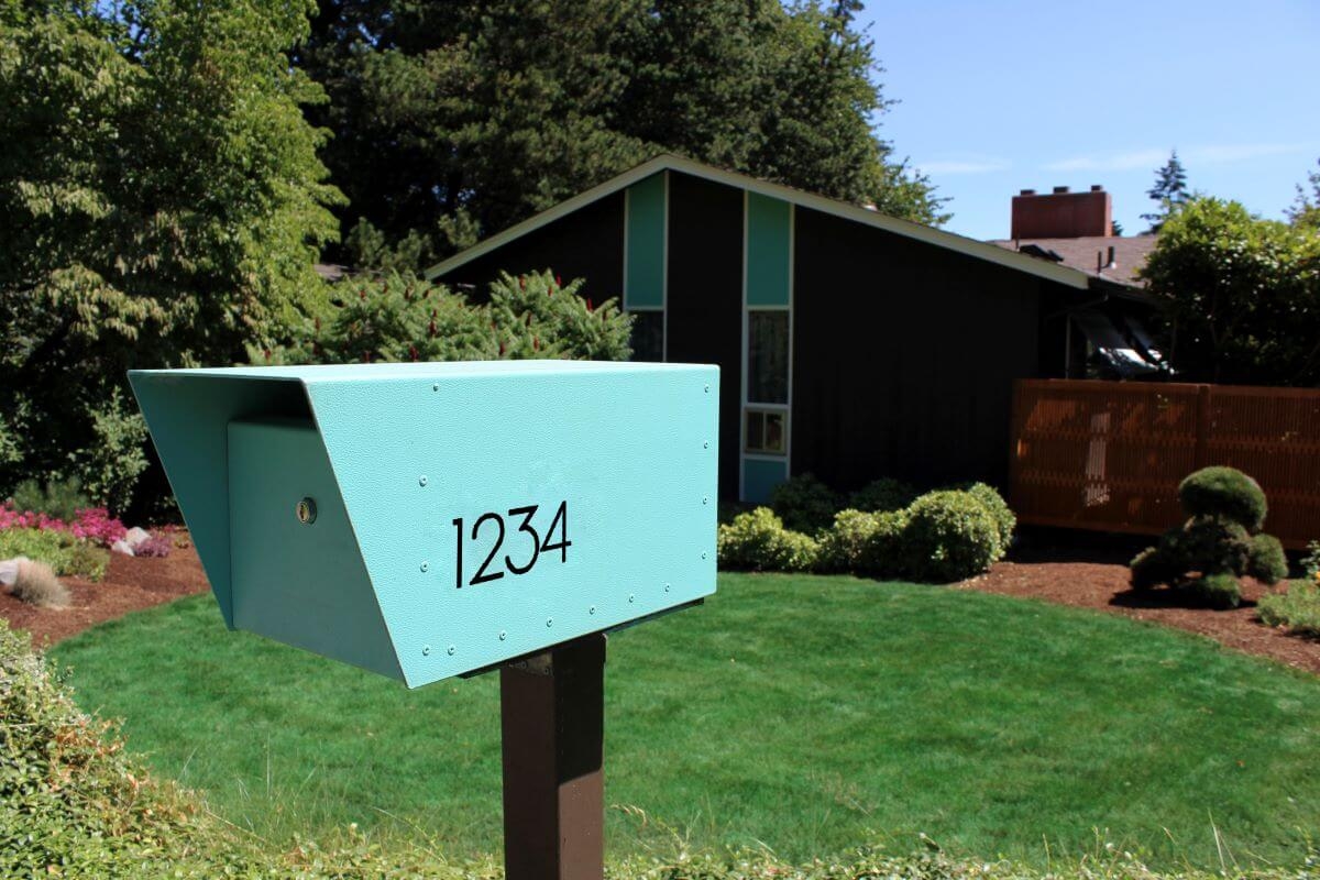 Mailbox Mint Green Finish and Sans Serif Retro Typography