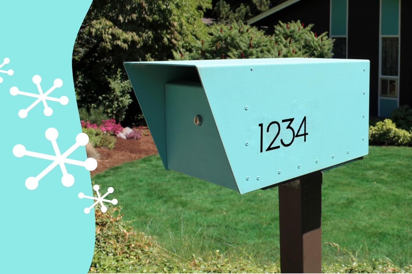 Mailbox Seafoam Blue with Angled Shroud for Retro Makeover
