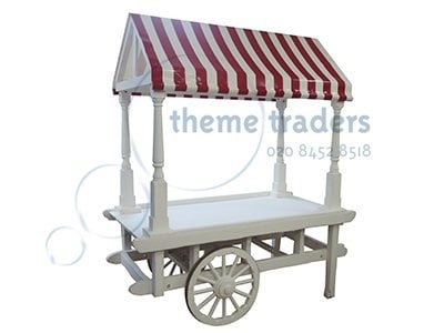 Market Cart Decorative Red Striped Awning and Posts