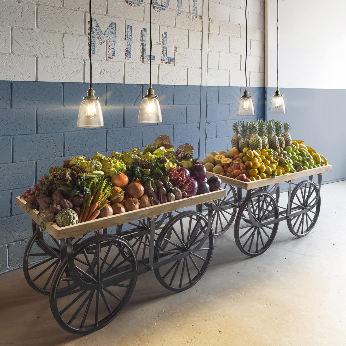 Market Cart Industrial Retail Furniture in Wood and Metal