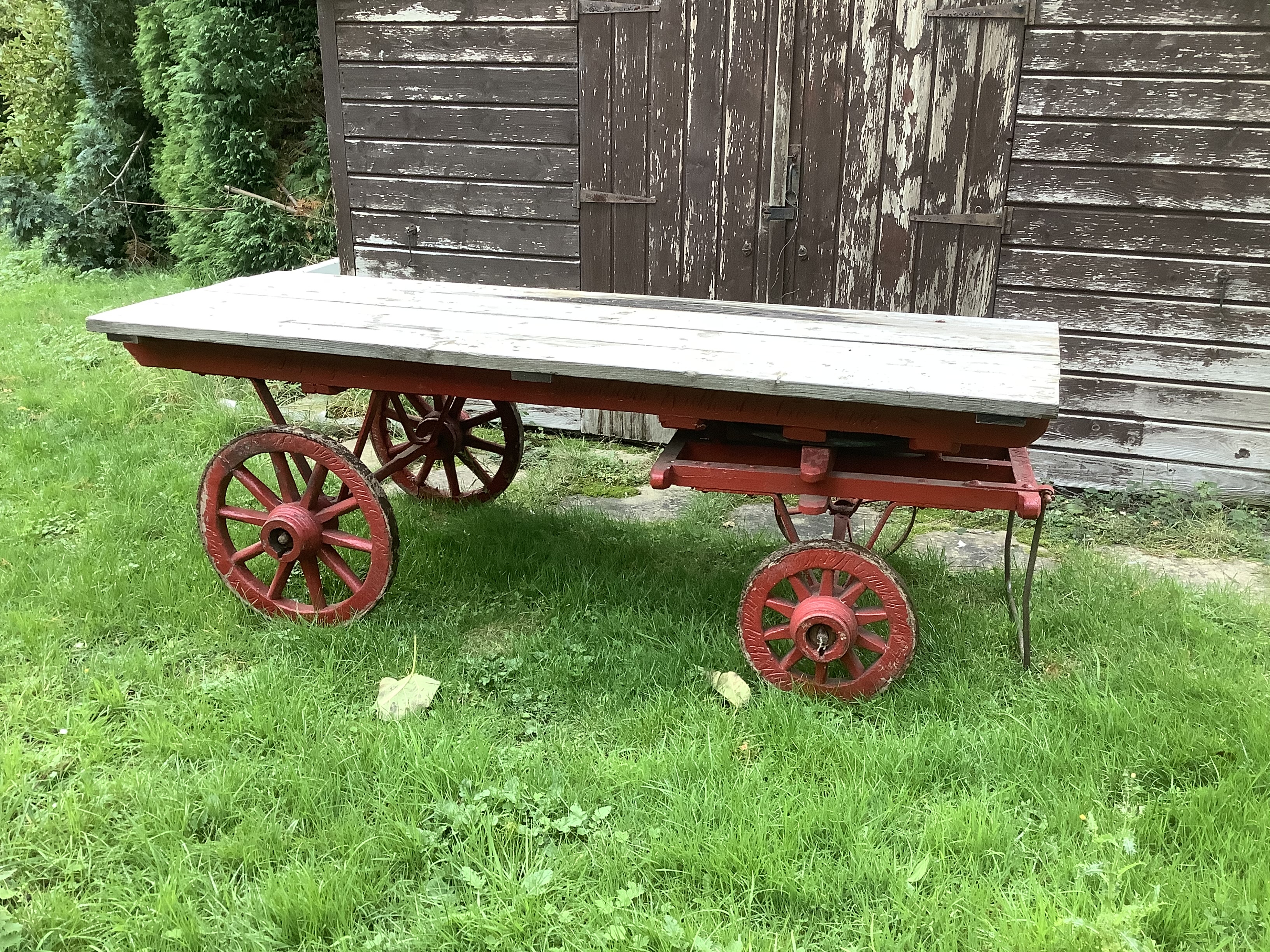 Market Cart Restoration with Rustic Red Finish and Wood