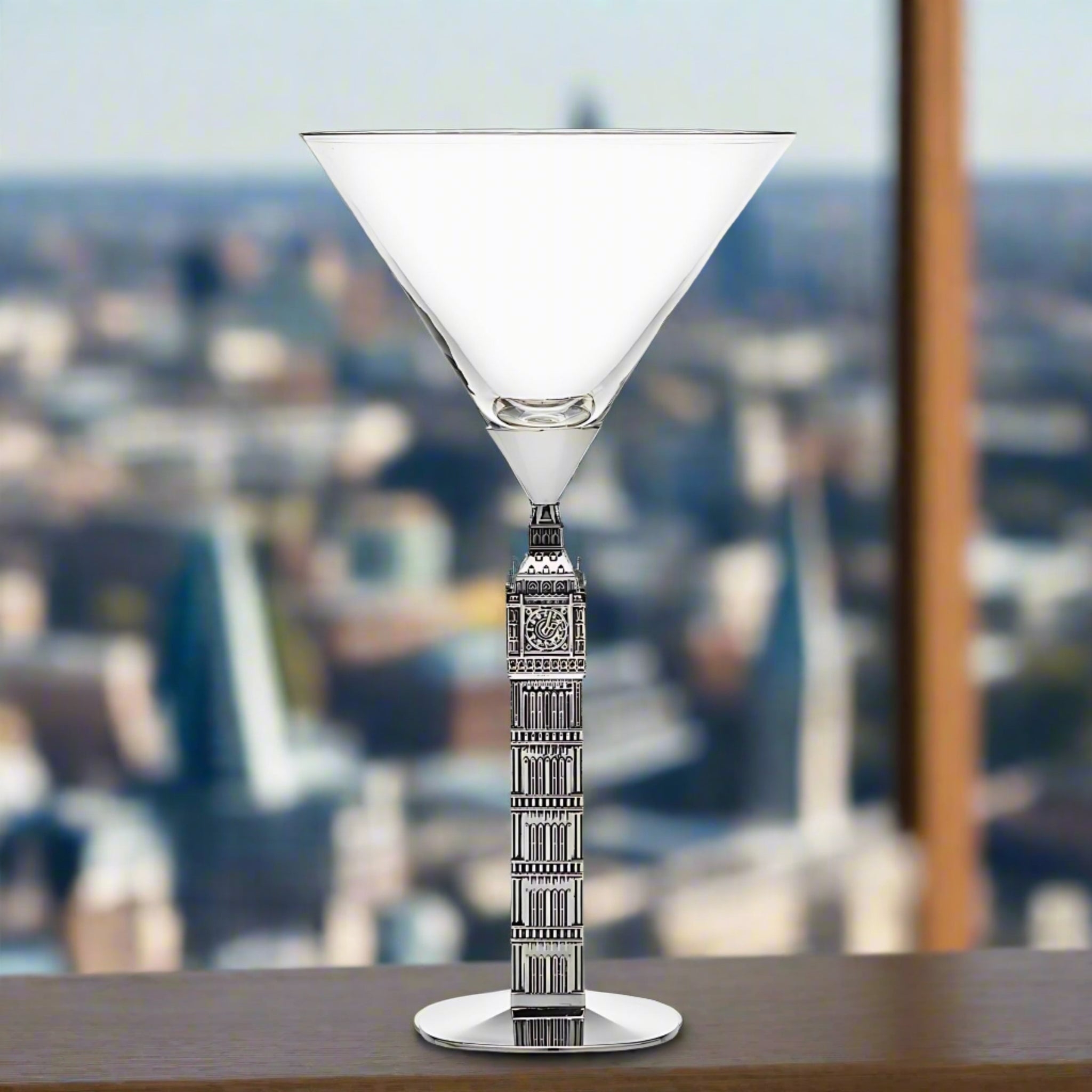 Martini Glass: Big Ben Sculpture Architectural Cocktail Stemware