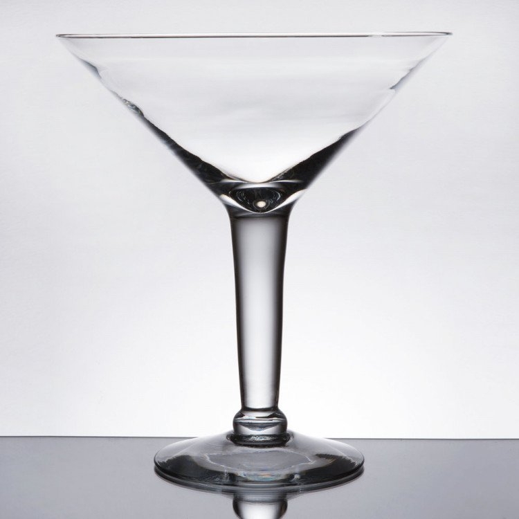 Martini Glass: Clear Thick Tapered Stem Statement Cocktail Centerpiece