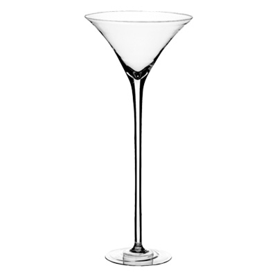 Martini Glass Vase: Tall 24 Inch Height Slender Profile Event Stemware