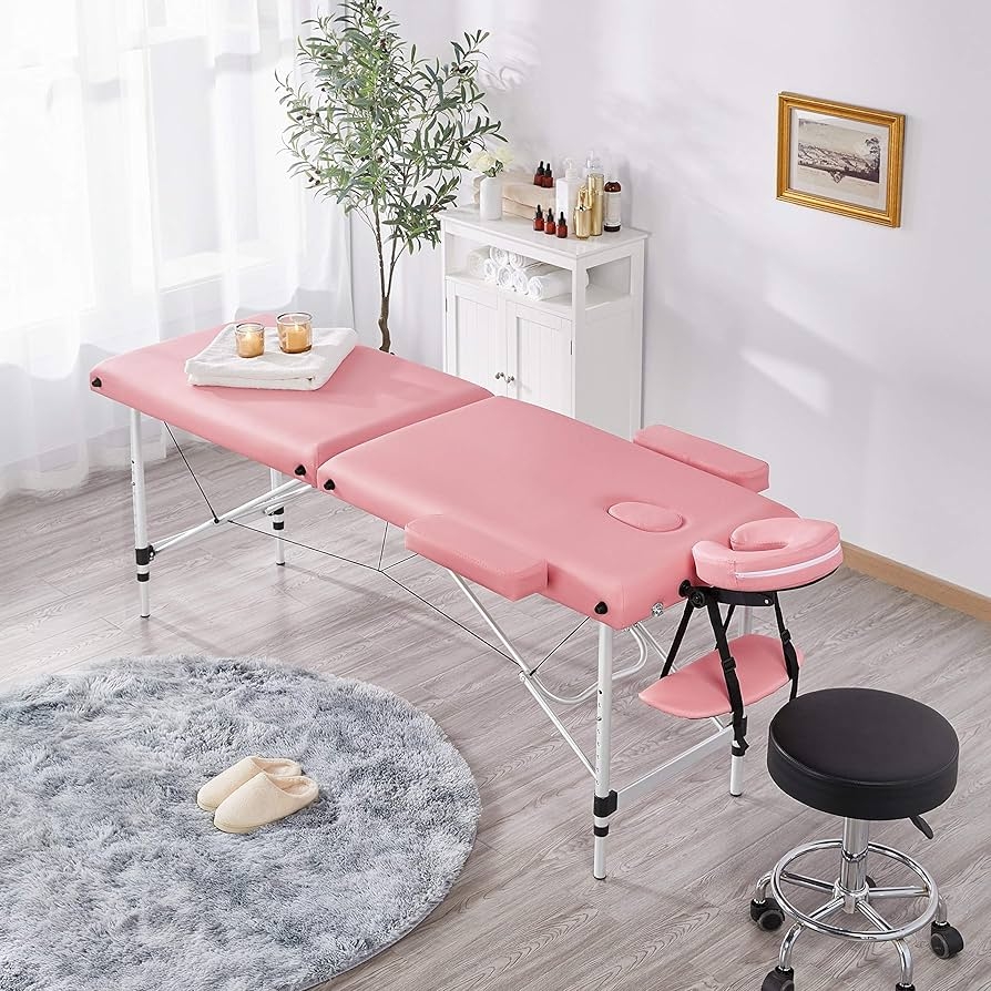 Massage Table Soft Pink Upholstery Pink Massage Table