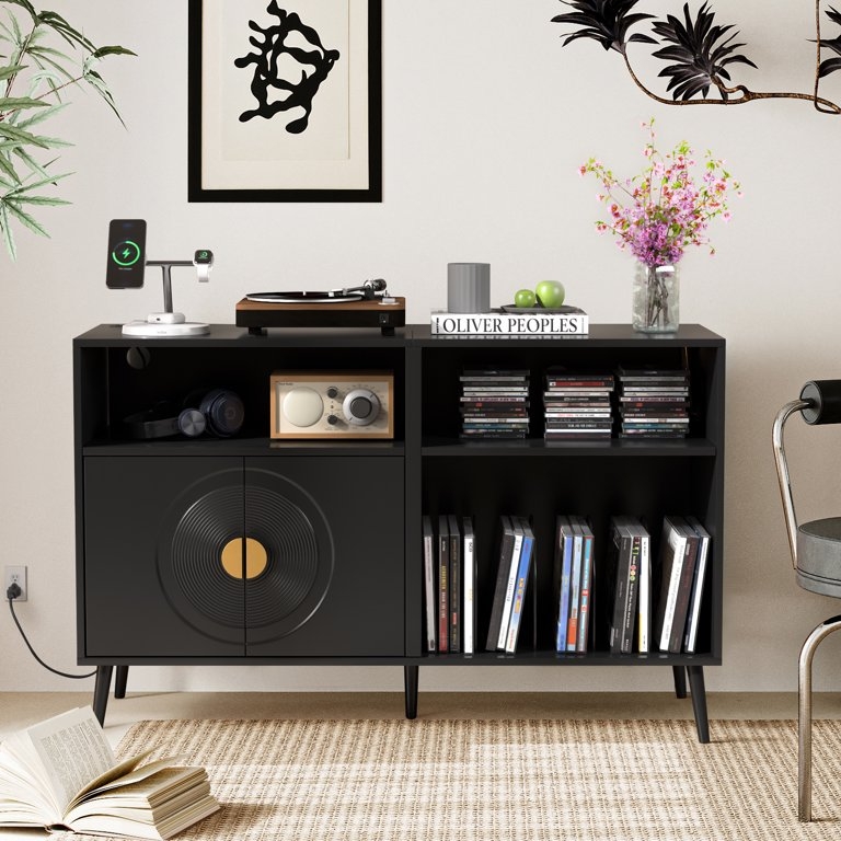 Media Console Concentric Grooves Charging Station Stand