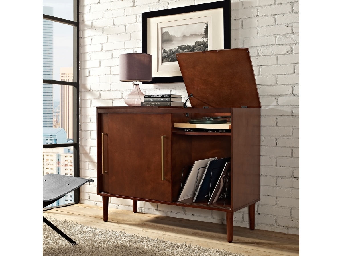 Media Console: Mahogany Turntable Console and Flip-top Lid