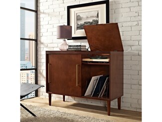 Media Console: Mahogany Turntable Console and Flip-top Lid
