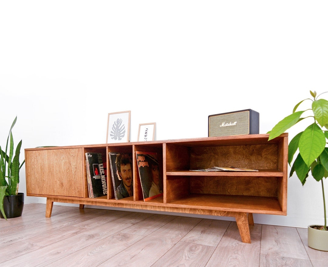 Media Console: Slatted Door Birch Plywood Media Console