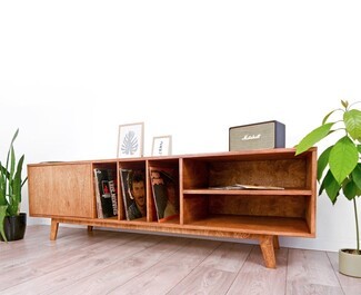 Media Console: Slatted Door Birch Plywood Media Console