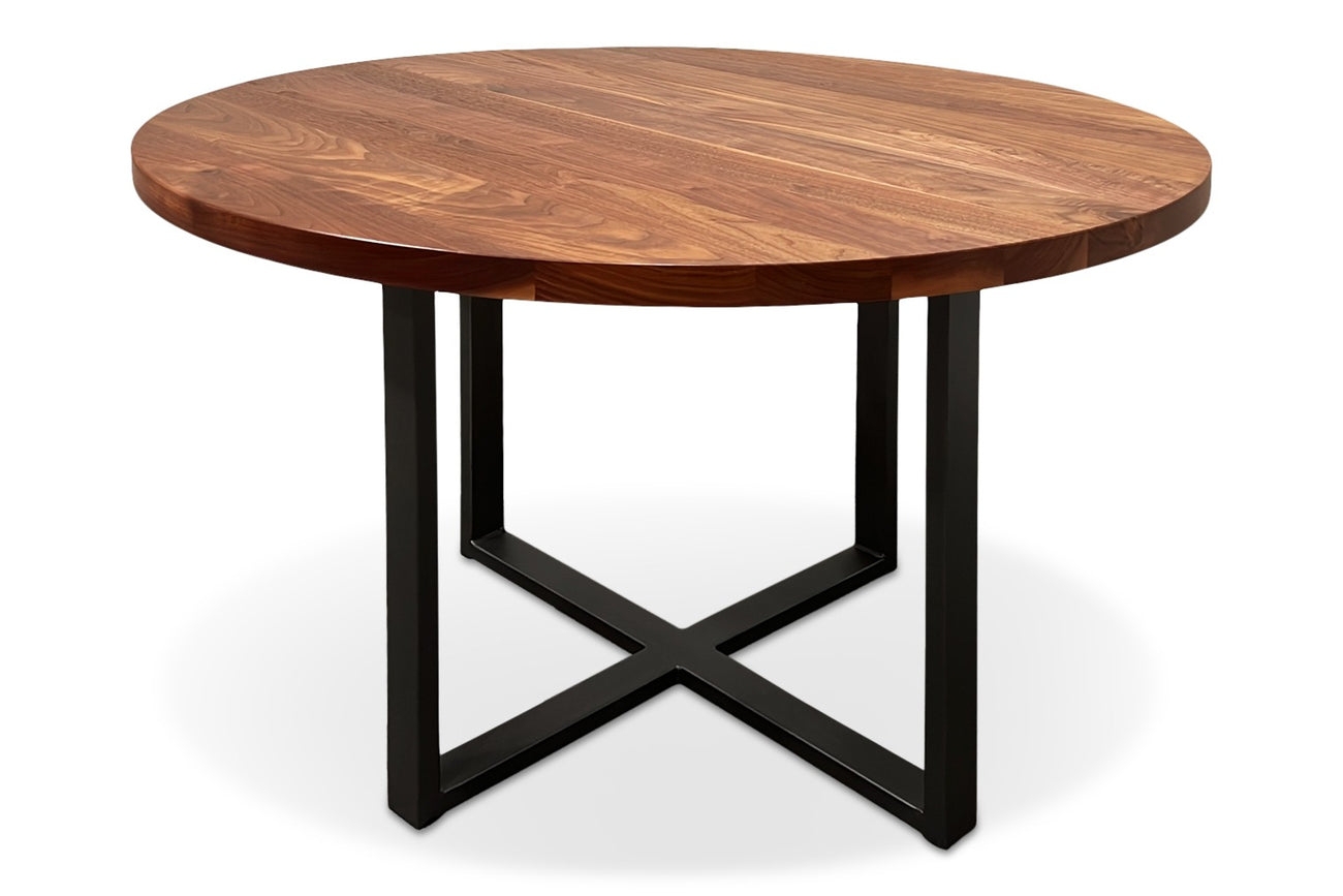 Metal Base Dining Table with Black Cross Support Design