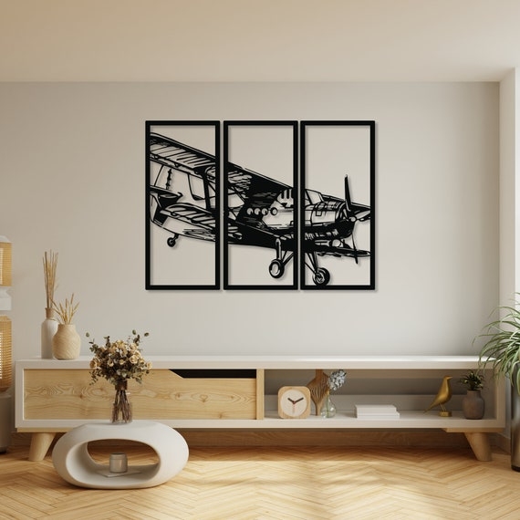 Metal Wall Art Biplane Silhouette Vintage Biplane Wall Art