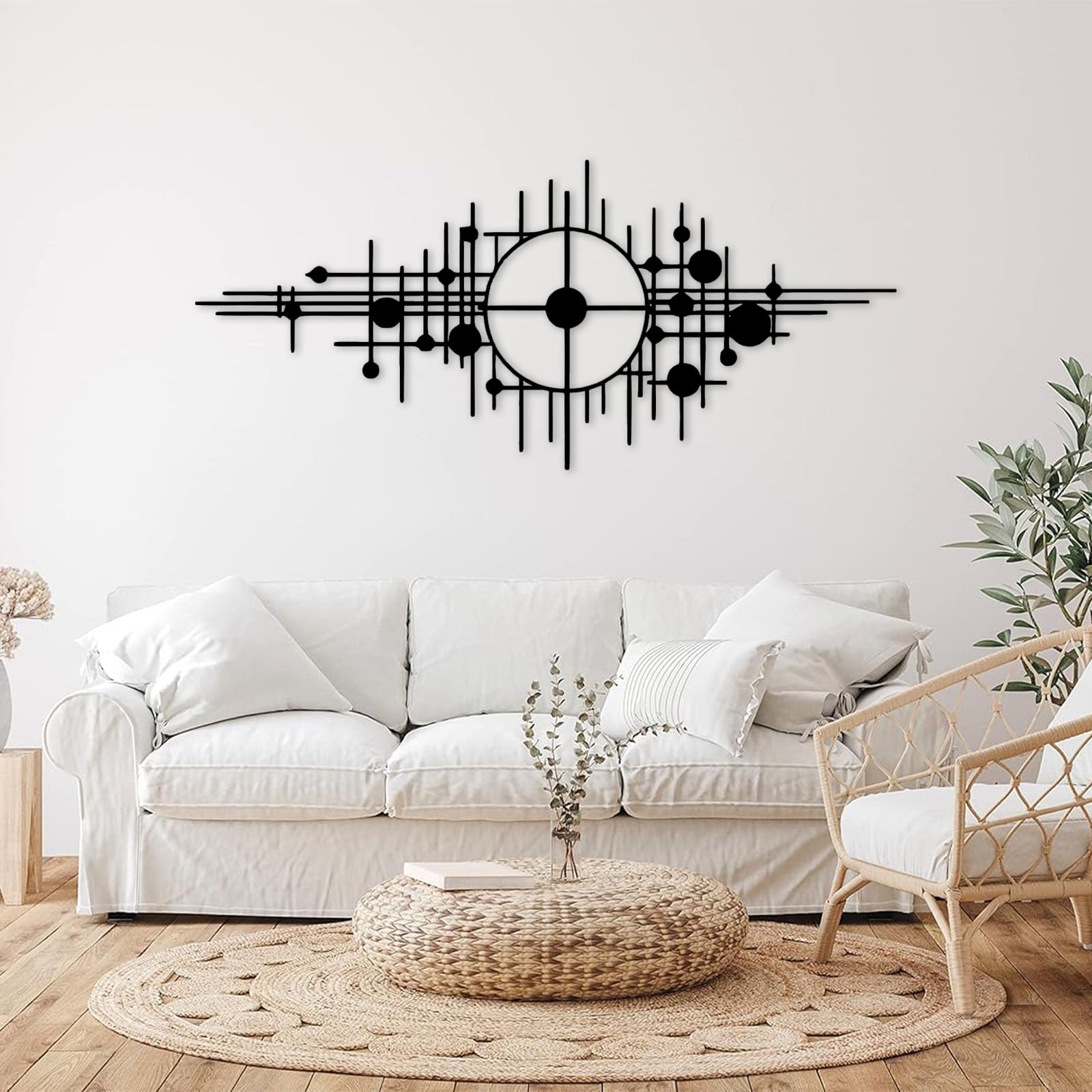 Metal Wall Art Linear Abstract Design Horizontal Geometric Art