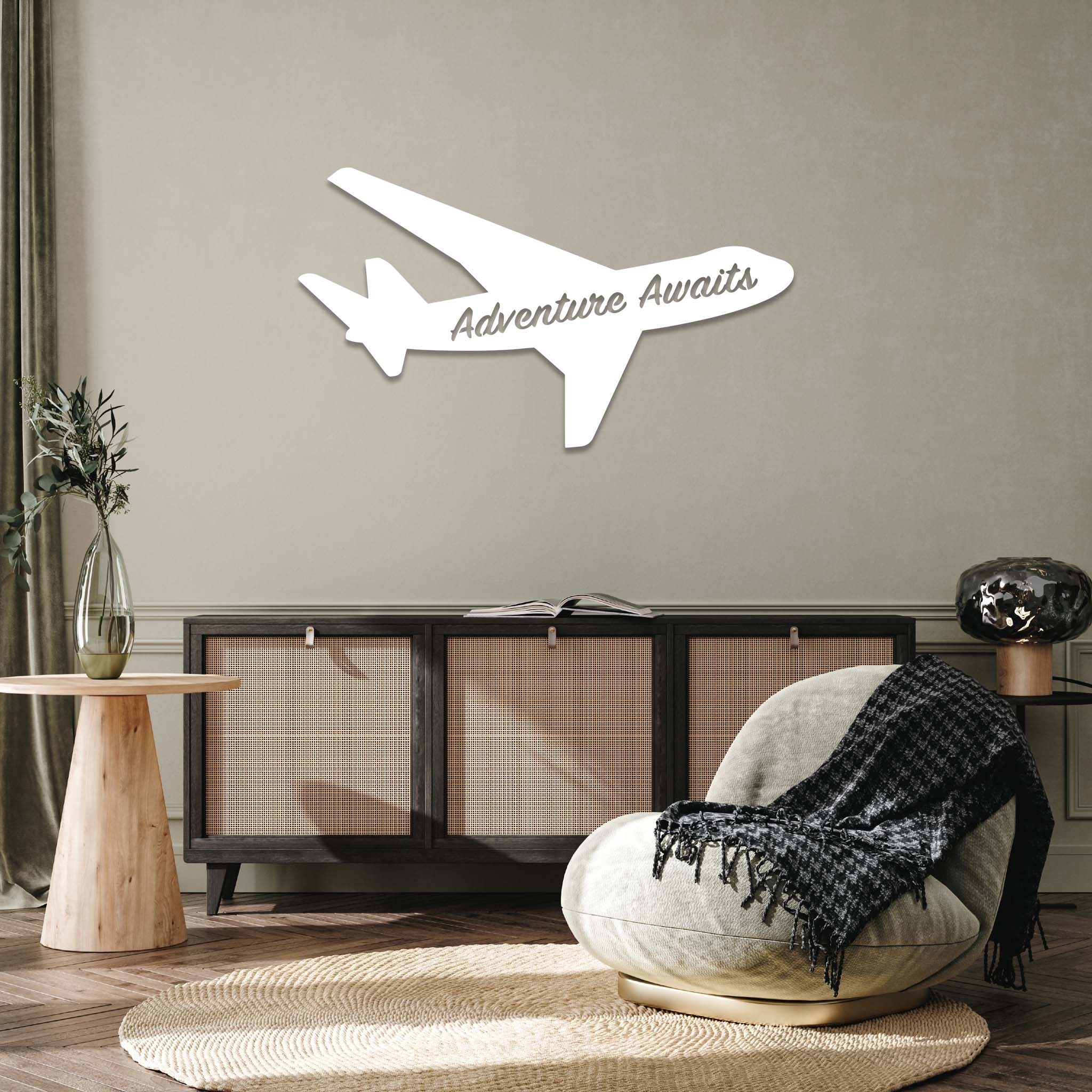 Metal Wall Art White Cutout Adventure Awaits Decor