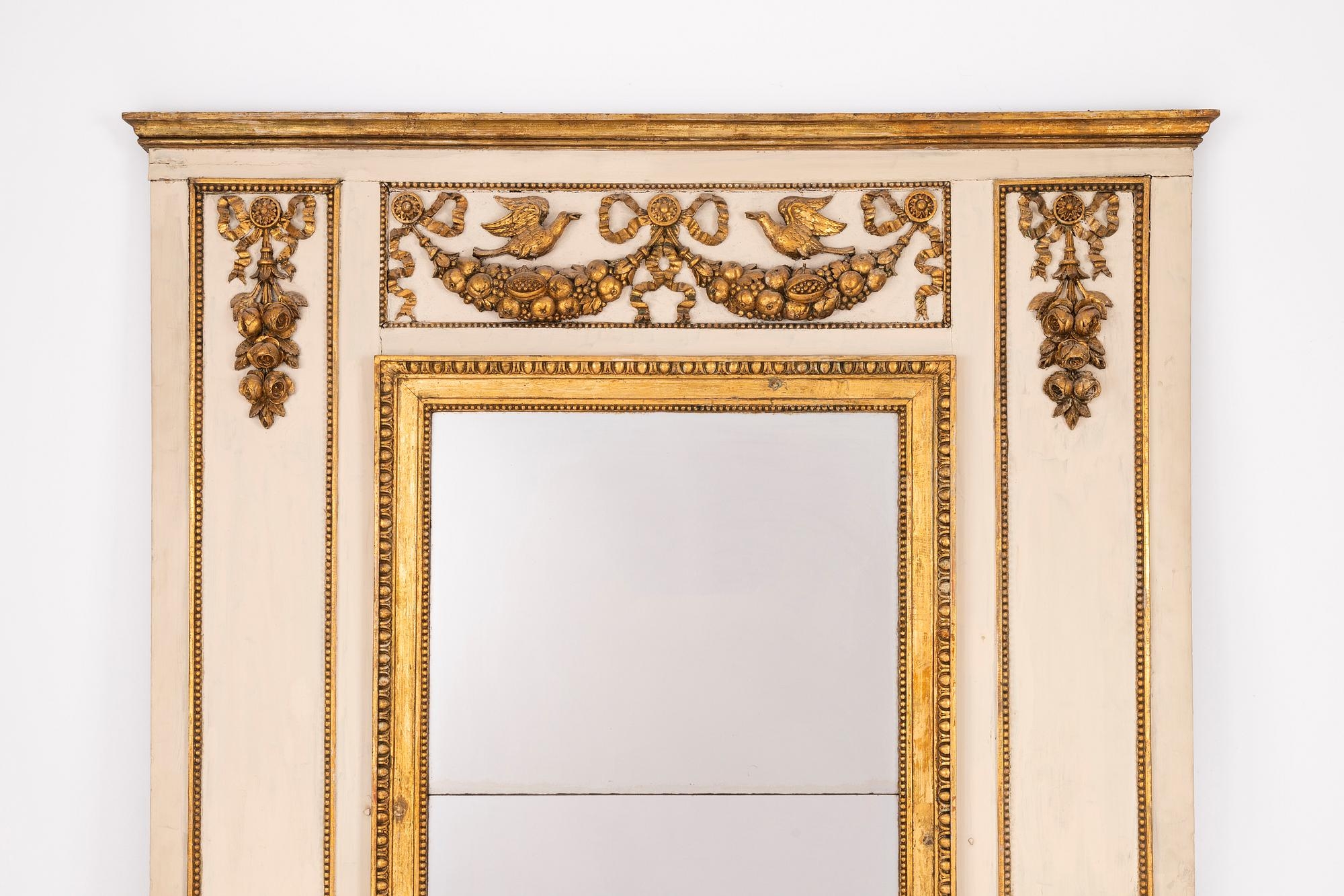 Mirrored Panelling: Cream Gustavian Style Antique Swedish