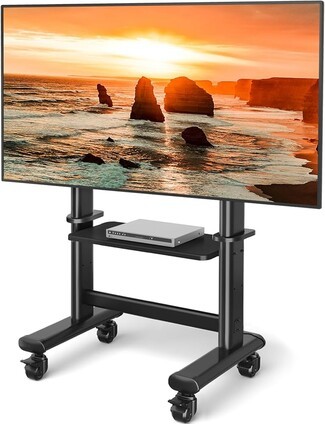 Mobile TV Stand Heavy Duty Metal Lockable Casters Mount
