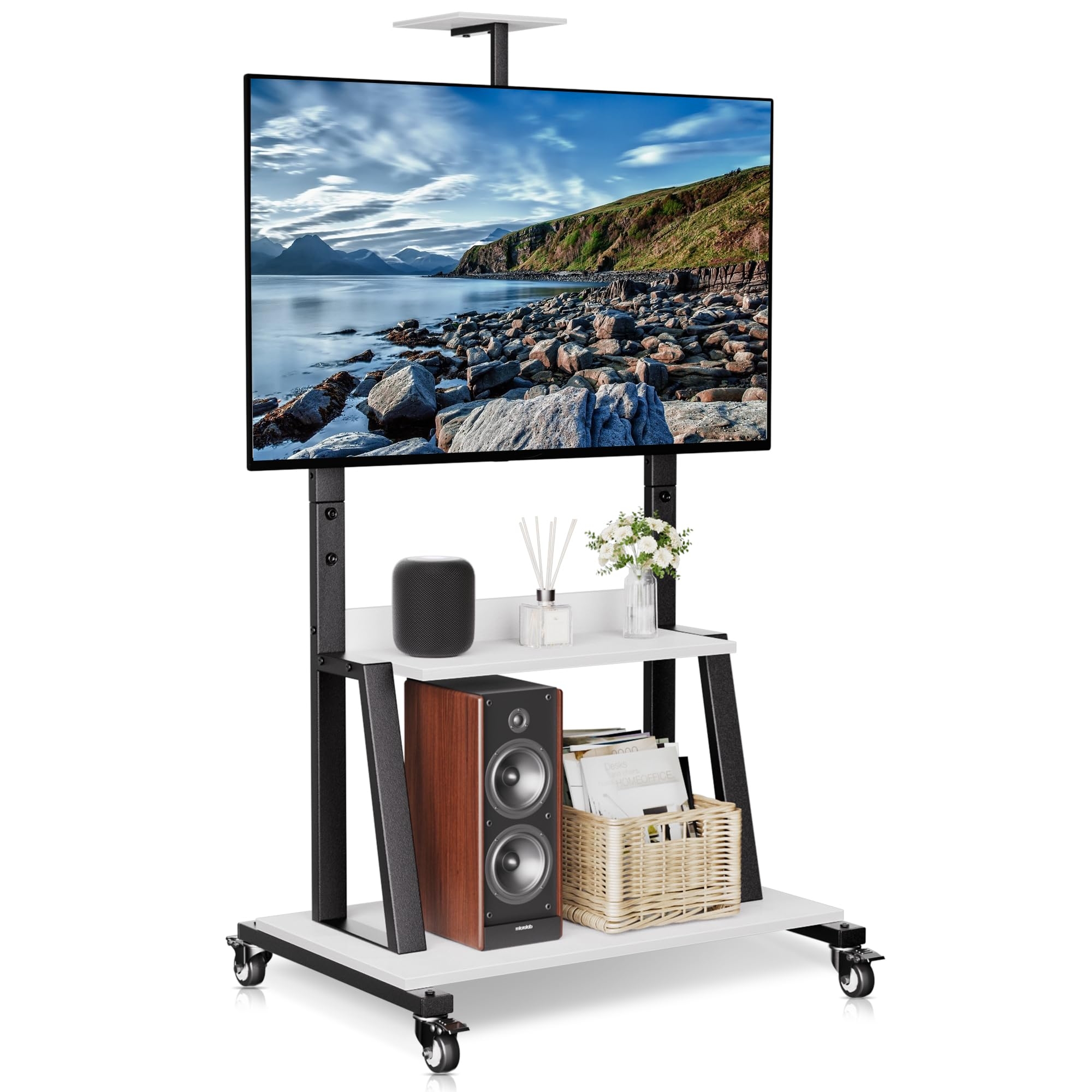 Mobile TV Stand Three Tier Storage Media Floor Cart