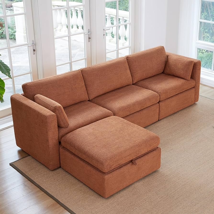 Modular Sectional: Four Seat Layout L-Shaped Lounge Seating