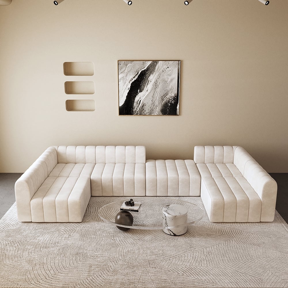 Modular Sectional: Off White Modular Pit Sectional Design
