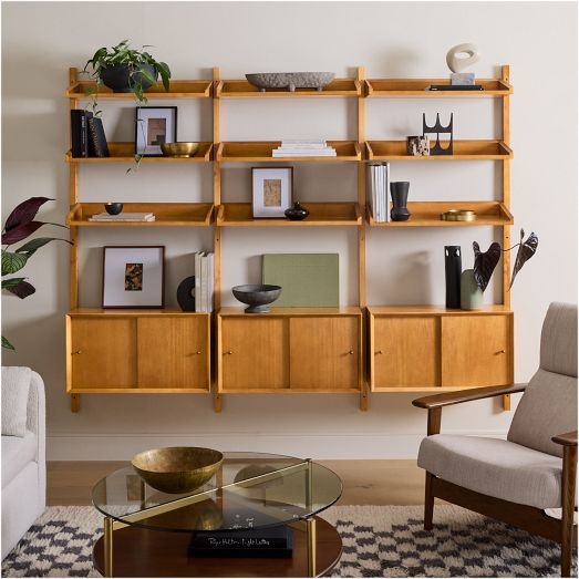 Modular Shelving System Wall Mounted Mid-Century Modular Shelving