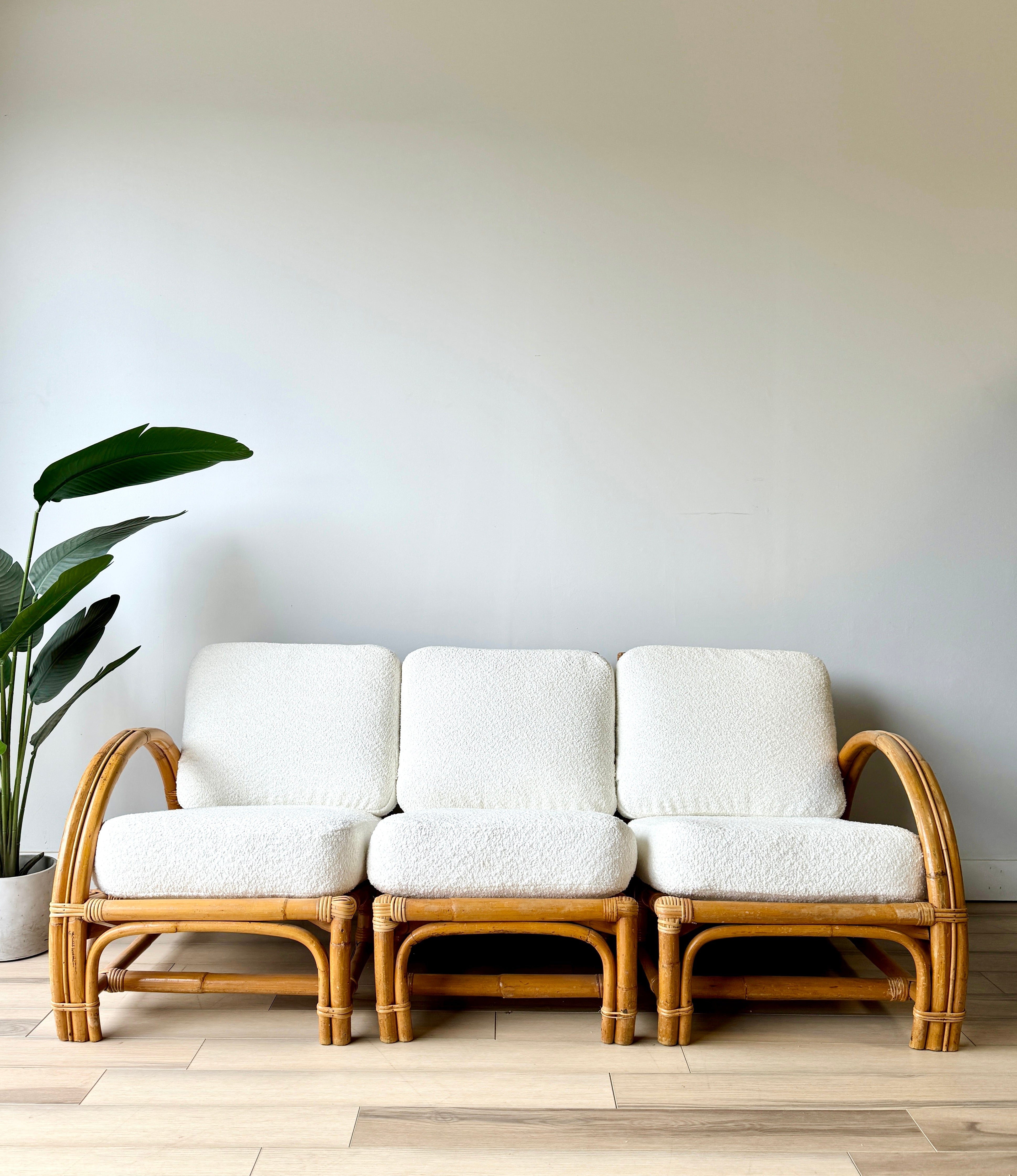 Modular Sofa Three Piece Set White Boucle Modular Furniture