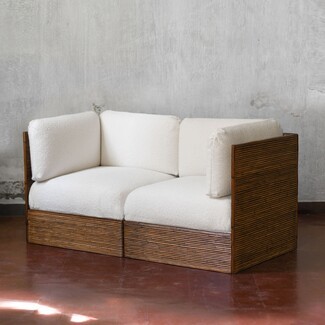Modular Sofa with Horizontal Slats: Bamboo Modular Sofa