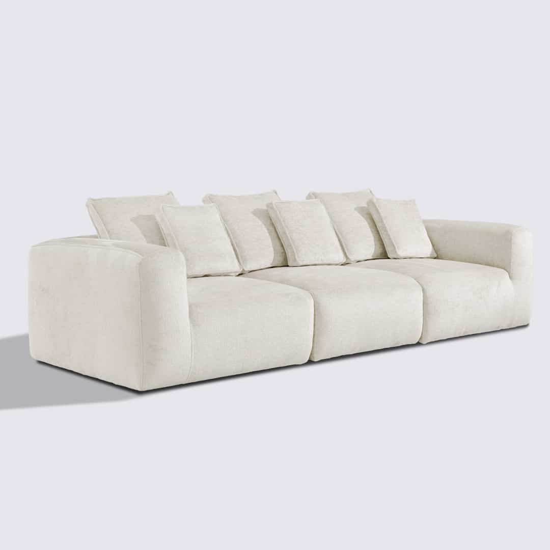 Modular Sofa with Oversized Armrests and Creamy White Couch