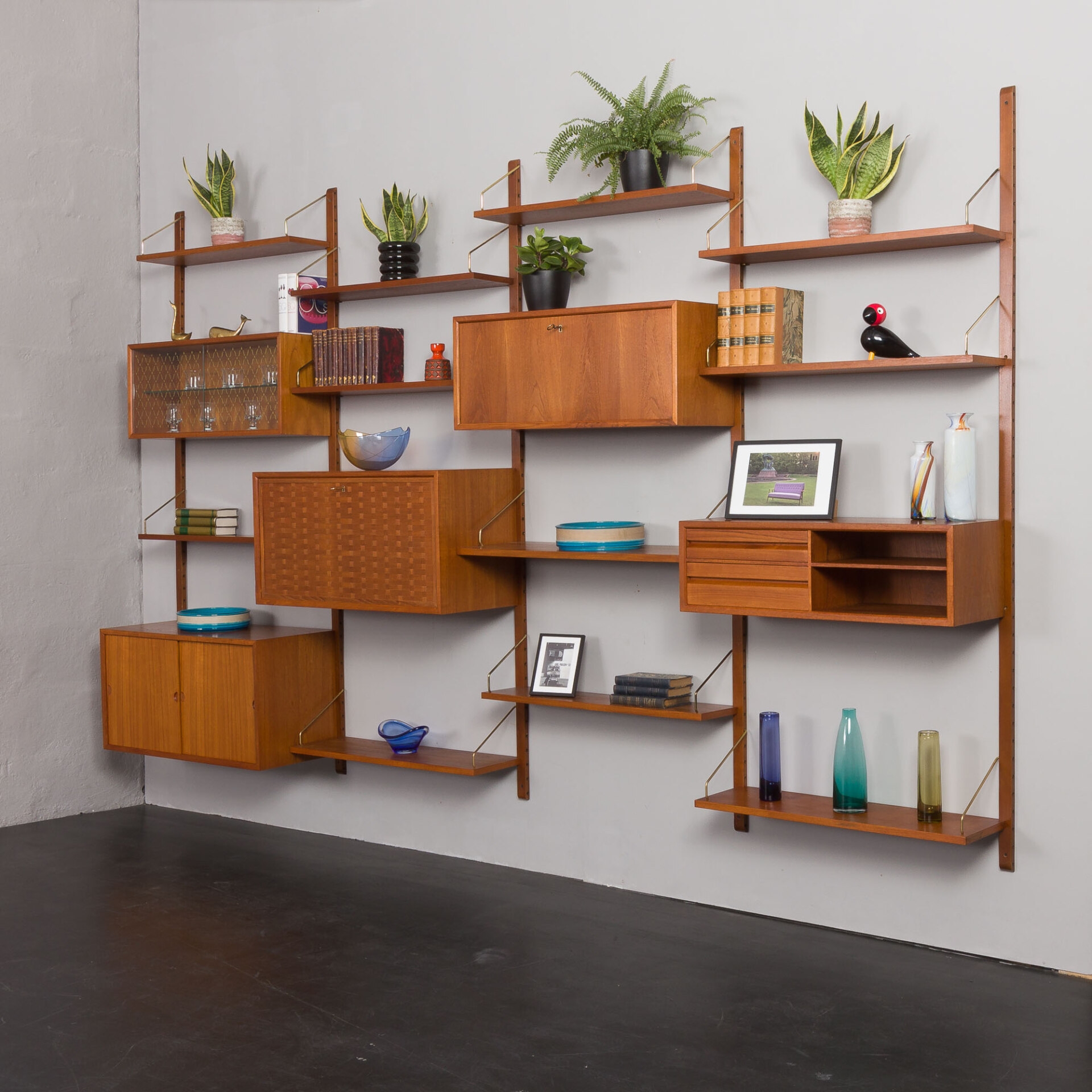 Modular Wall Unit Four Bay System Mid-Century Modular Wall Unit