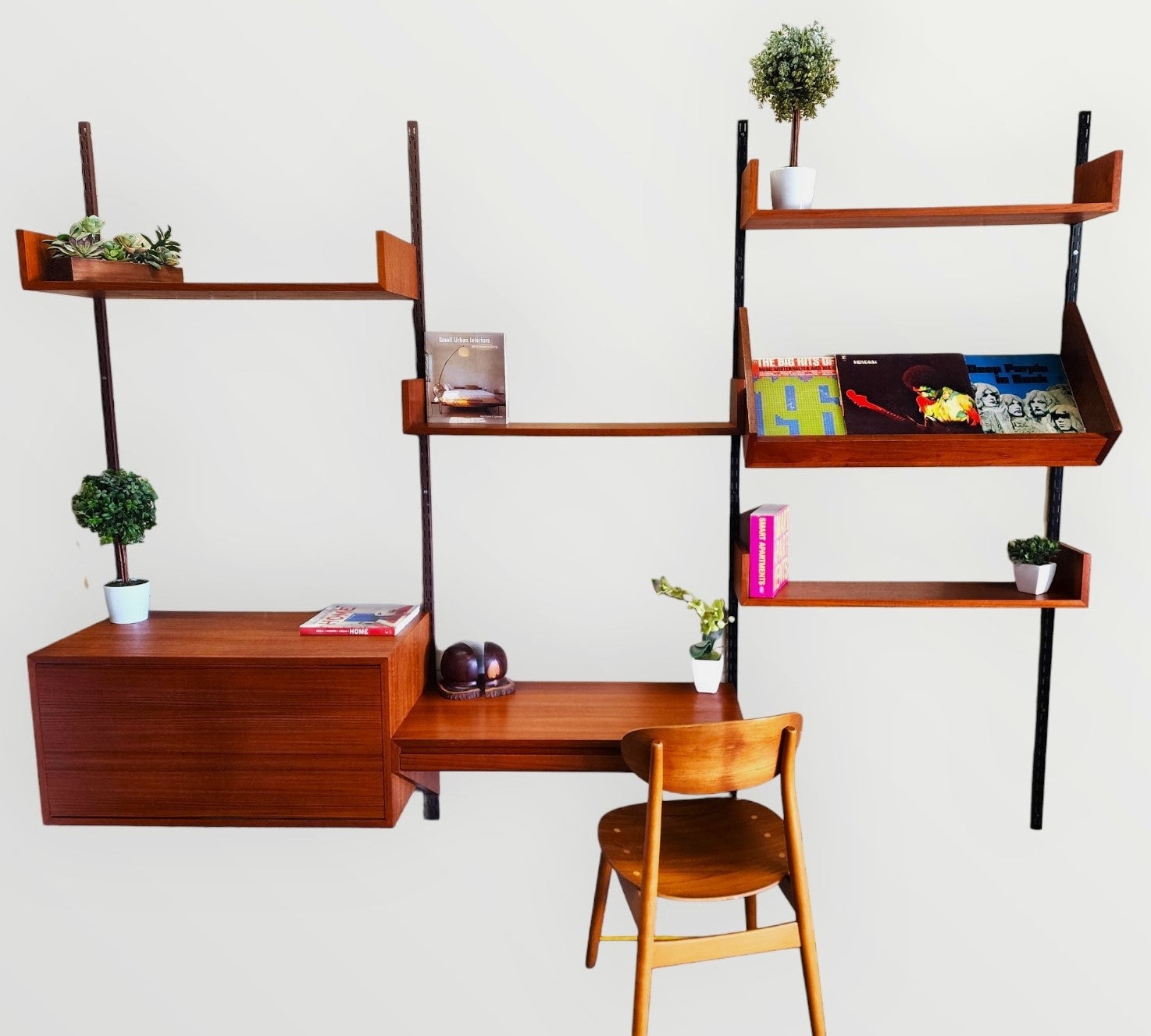 Modular Wall Unit: Teak Modular Wall Unit with Record Display