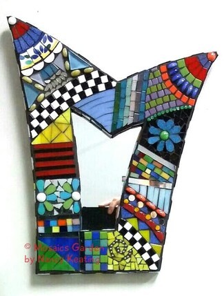 Mosaic Mirror: Multi Pattern Asymmetrical Frame Wall Art