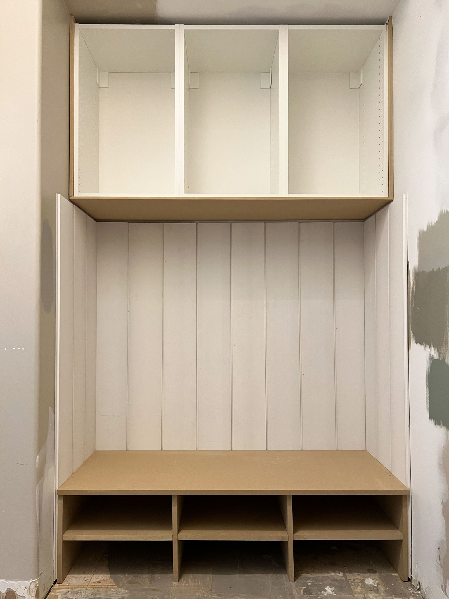 Mudroom Bench Unit with Six Lower Cubbies Conversion