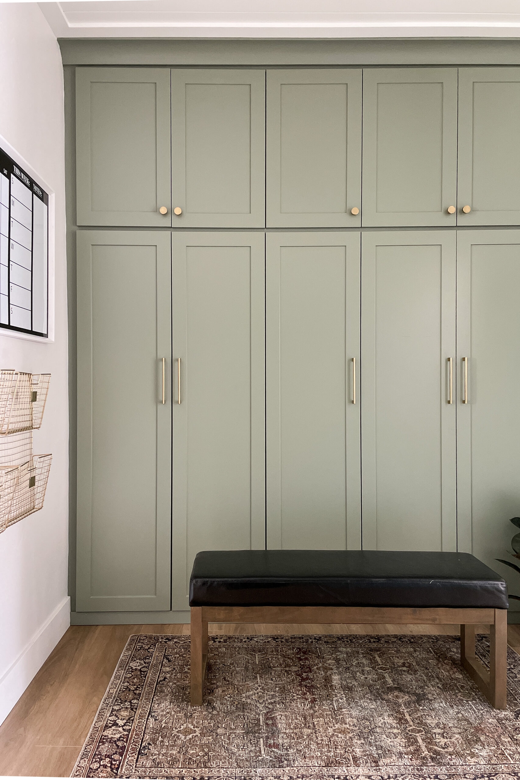Mudroom Cabinets Sage Green Shaker Door Built-In Entryway Storage