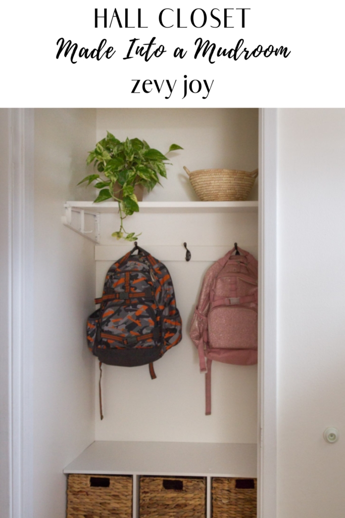 Mudroom Closet with Trio of Woven Baskets and Pothos