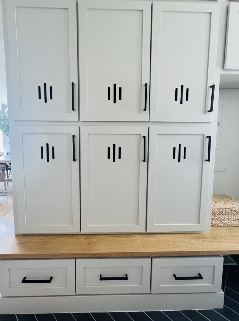 Mudroom Locker White Shaker Doors With Vertical Vent Slits