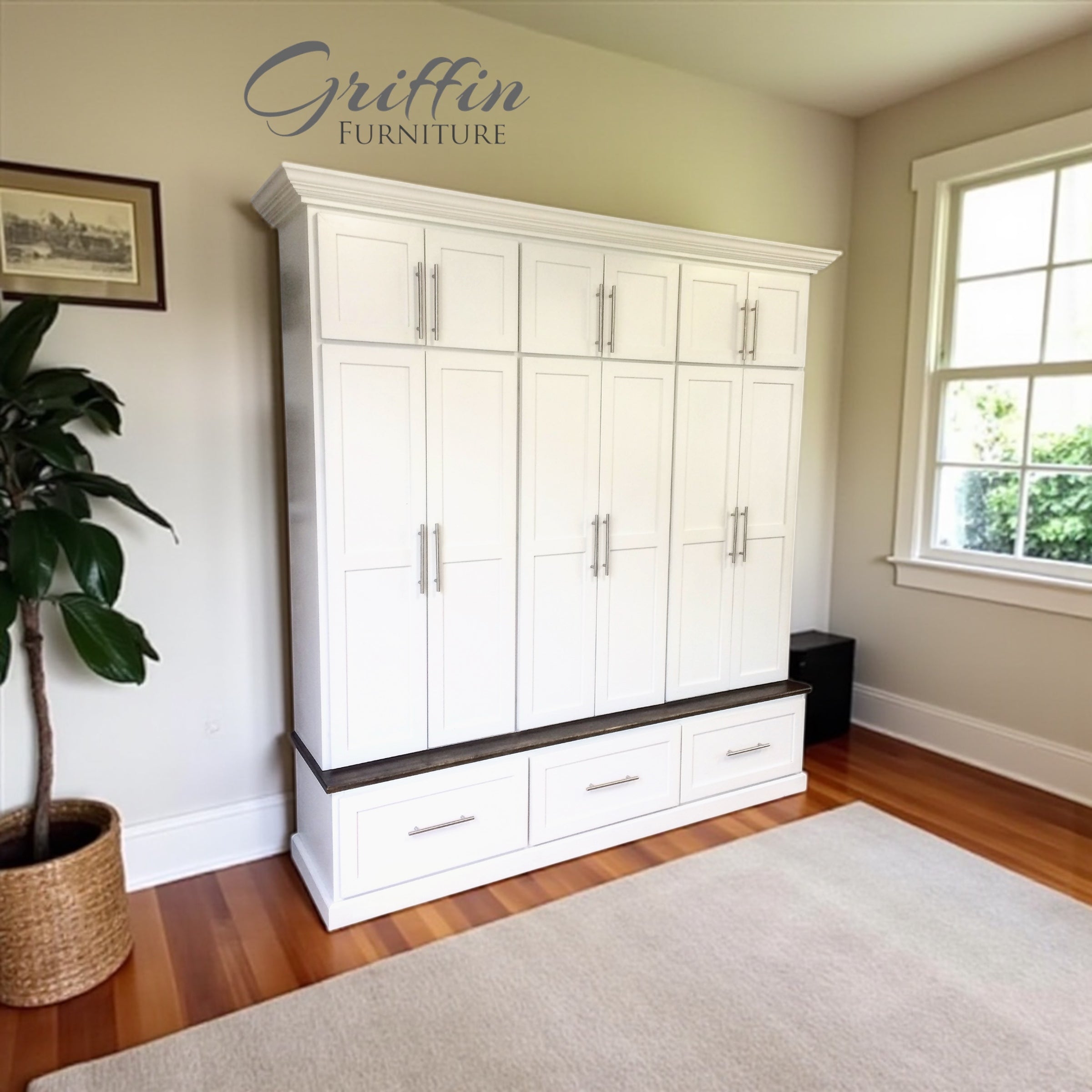 Mudroom Locker White Triple Tier Storage Shaker Paneling