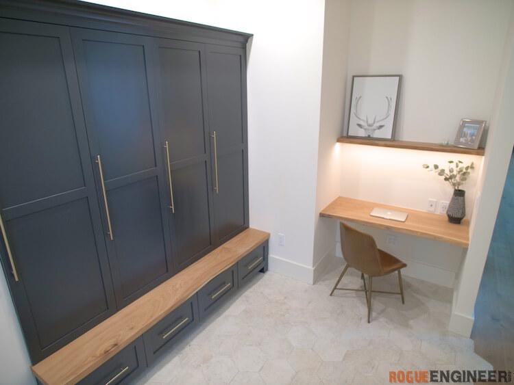Mudroom Lockers Charcoal Hexagonal Tiling Integrated Workspace