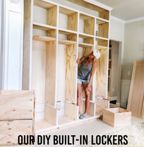Mudroom Lockers Plywood Floor To Ceiling Unit Custom Built