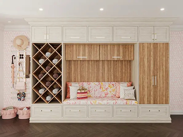 Mudroom Storage Unit: Diamond Lattice Storage for Entryways