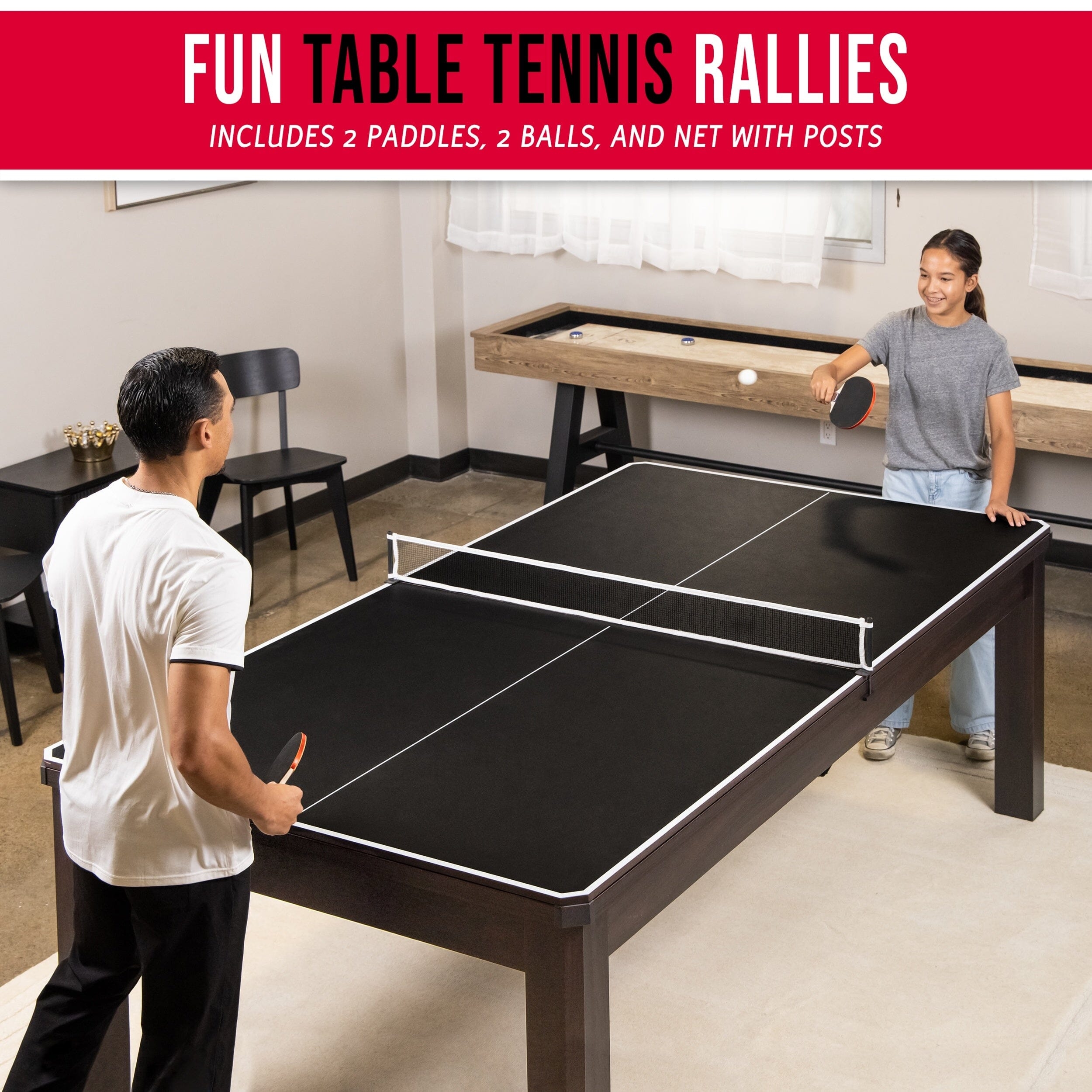 Multi Game Table Dark Wood Base Convertible Pool Dining Table