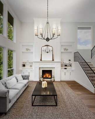 Multi-light Chandelier: Wagon Wheel Silhouette Glass Cylinder