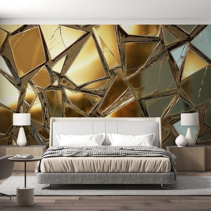 Mural Wallpaper: Golden Shard Mural Luxury Gold Accent Wall