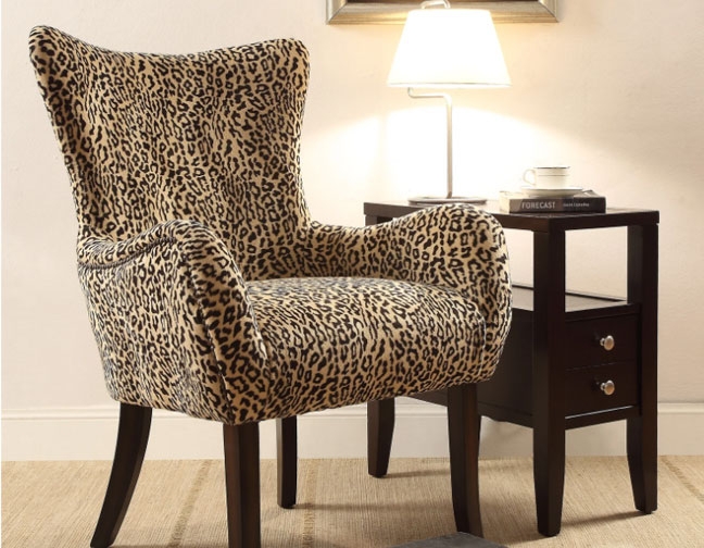 Nailhead Detail Accent Chair for Leopard Print Wingback Chair