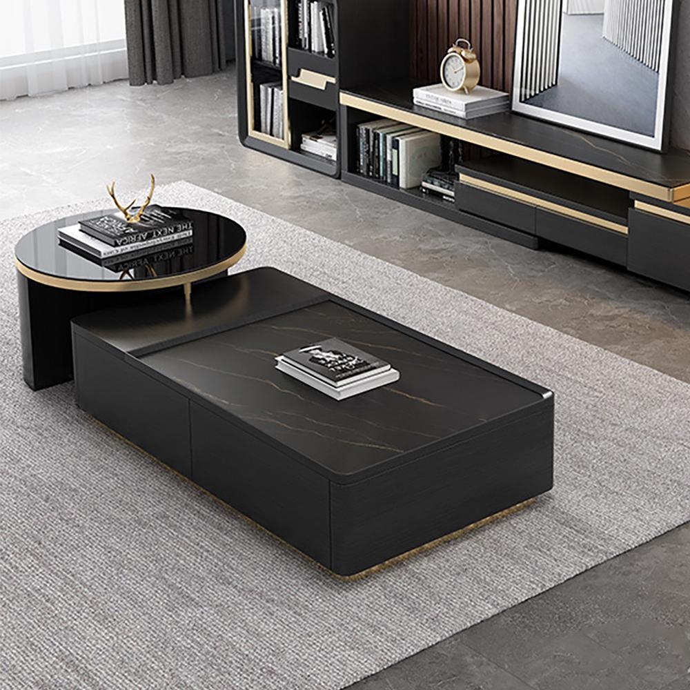 Nesting Coffee Table featuring Sintered Stone Top and Gold