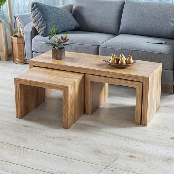 Nesting Coffee Table Waterfall Edge Space Saving Tables