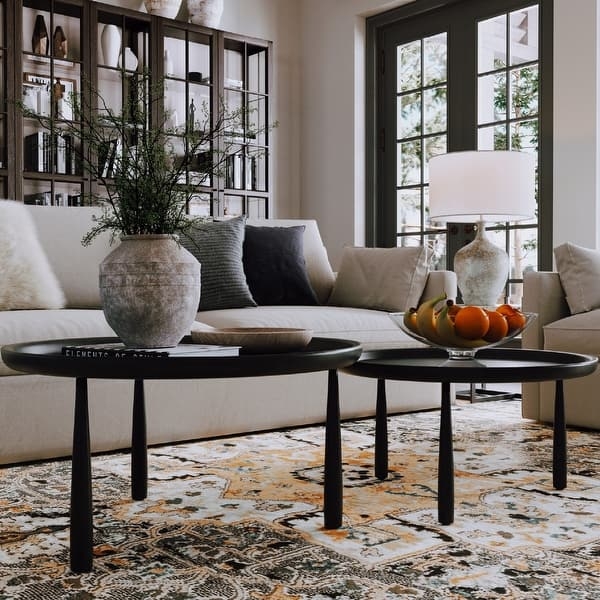 Nesting Coffee Tables: Tapered Spindle Legs and Raised Lip