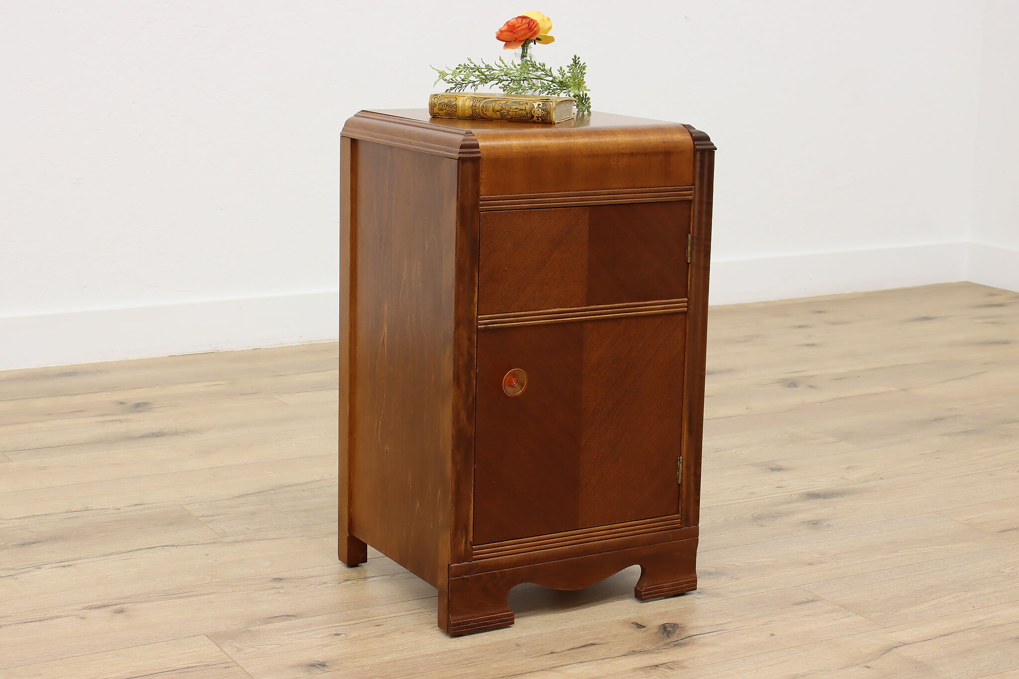Nightstand featuring Waterfall Top and Reeded Wood Trim