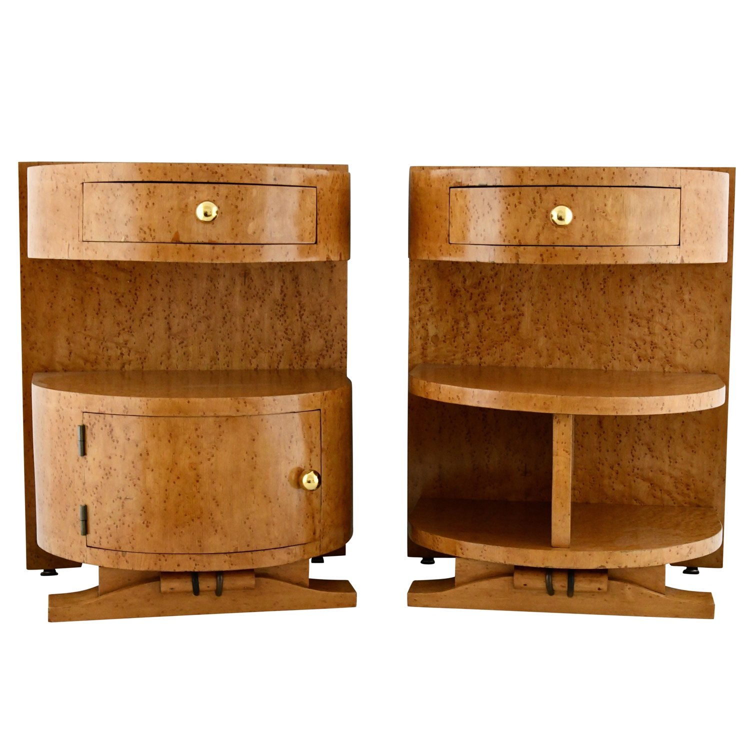 Nightstand Pair in Birdseye Maple with Semi Circle Front