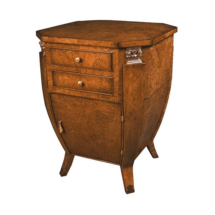 Nightstand with Bombe Sides and an Octagonal Wood Top