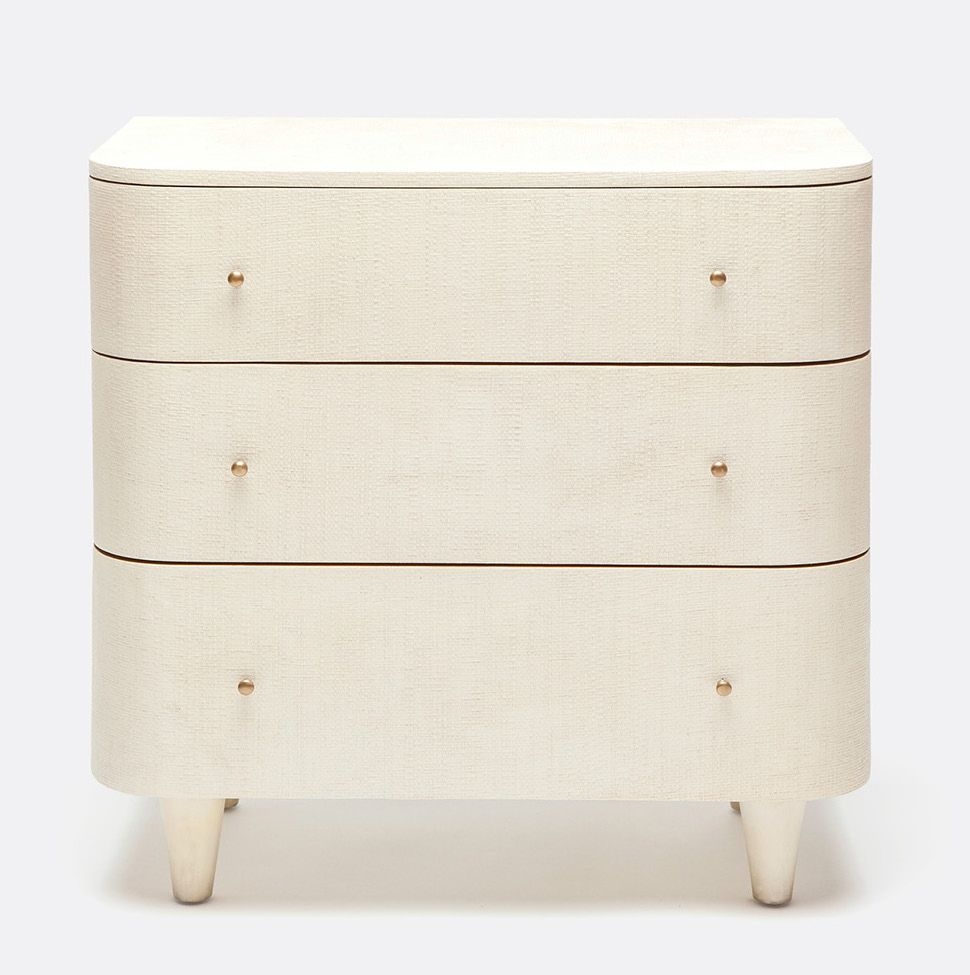 Nightstand with Raffia Texture and Curved Vertical Edges