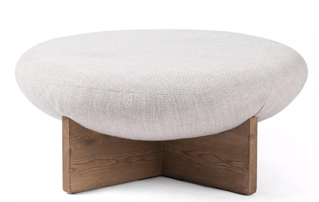 Ottoman: Pebble Shaped Nubby Oversized Boucle Ottoman
